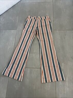 Anthropologie Striped Wide-Leg Pants in Navy, Rust, and Cream